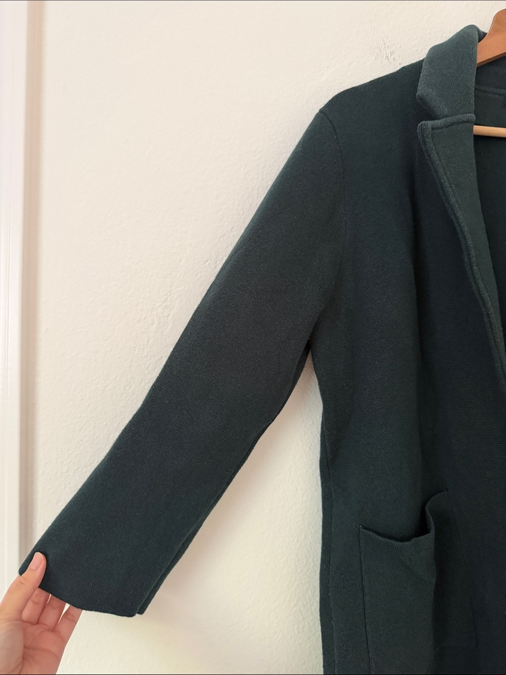 J. Crew Sophie Wool Open Front Sweater Blazer Forest Green Size Medium M Office - Picture 3 of 10